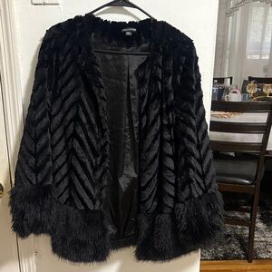 Nina Leonard Black Faux Fur Teddy Jacket